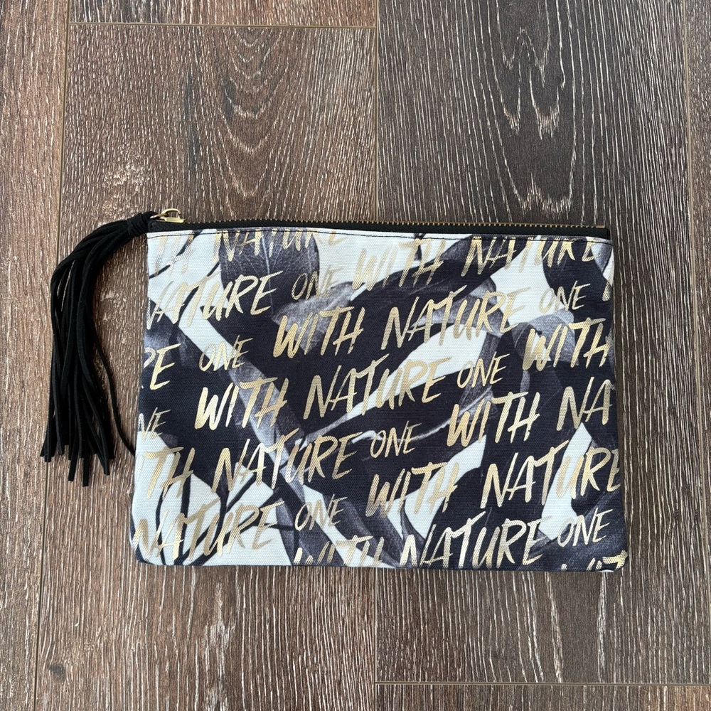 Saje Black and Gold Clutch with Tassel